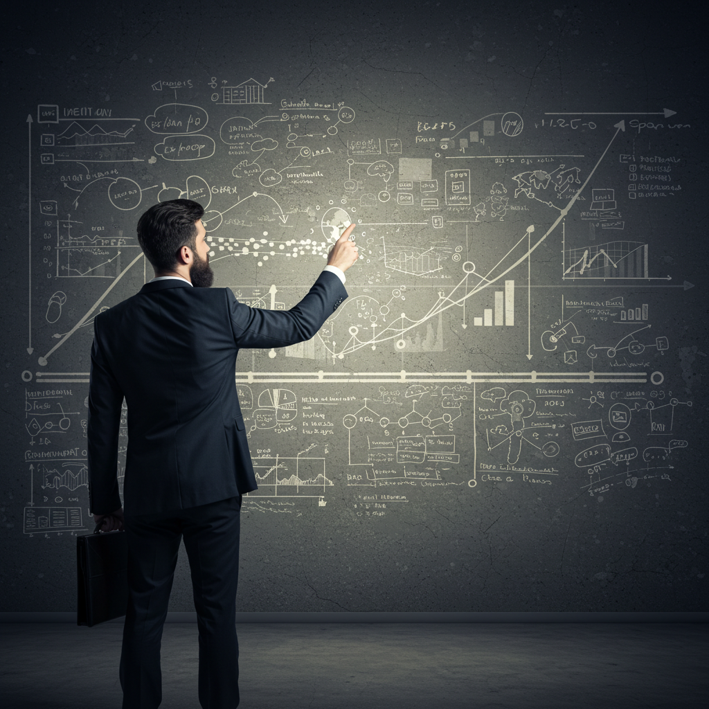 Businessman presenting a strategic roadmap with milestones and goals. - strategic planning,