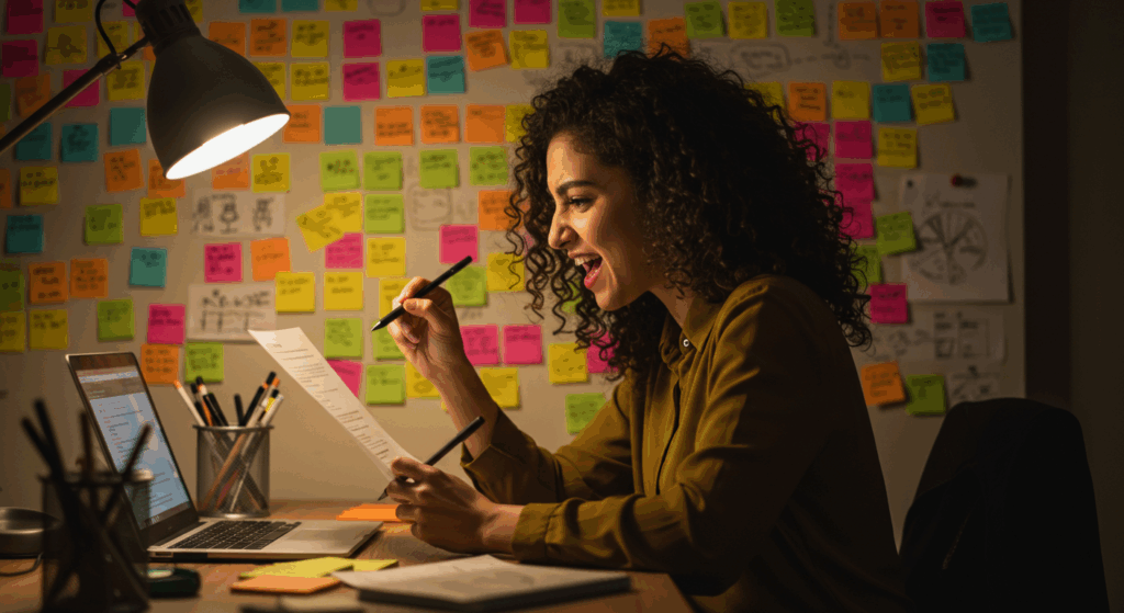 Blog Writing Routine represented by growth with books, laptop, and rising graph.
