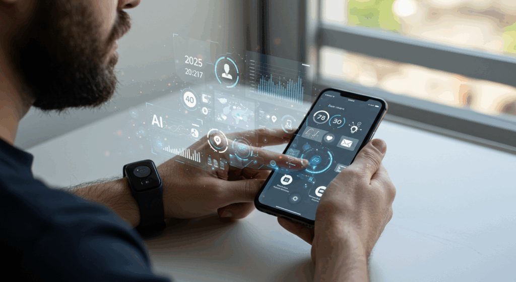 AI Made Simple managing health, finances, and entertainment for daily life in 2025.

Title: AI Health, Finance, and Entertainment 2025