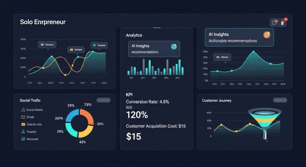 Digital marketing analytics dashboard for tracking KPIs