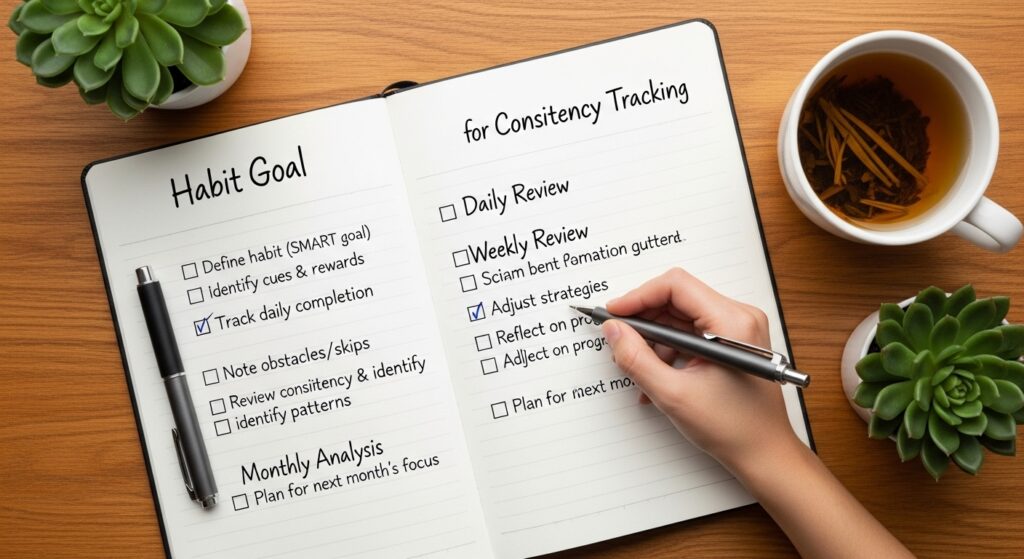 Checklist for habit formation science consistency tracking