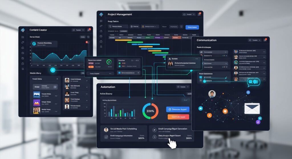 Solo entrepreneur using AI collaboration tools to boost productivity